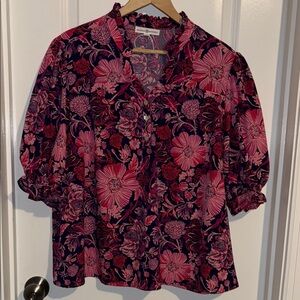 Elegant Floral Pink and Purple Blouse